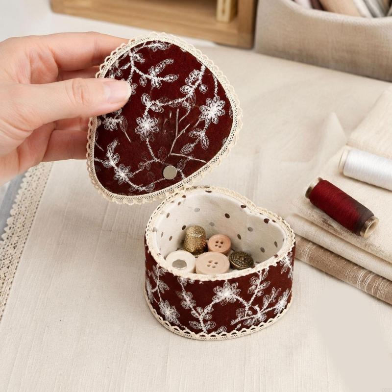 Sewing Pin Cushion - Heart Shaped Fabric Pin Holder with