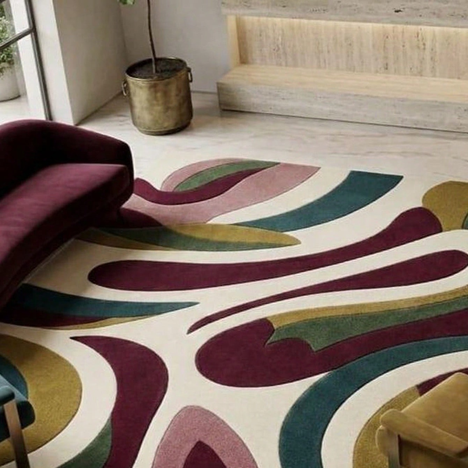 Abstract Pattern Carpet, Mid-C - Century Textile & Sewing Supply Hours recension och pris